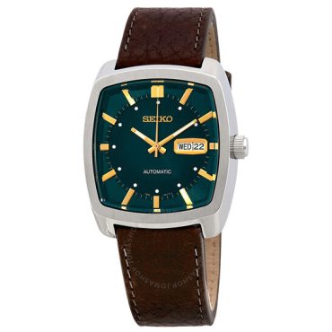 Recraft Automatic Green Dial Brown Leather Men's Watch